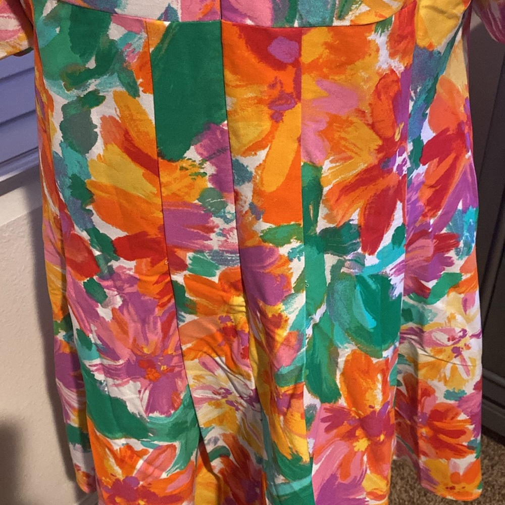Floral Multicolor Puff Sleeve Dress - Picture 3 of 5